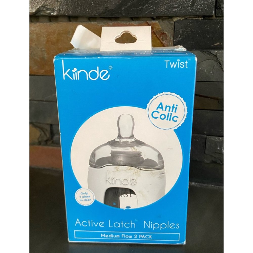 New Kiinde Twist Anti-Colic Active Latch Baby Bottle Nipple - Medium 2 Pack